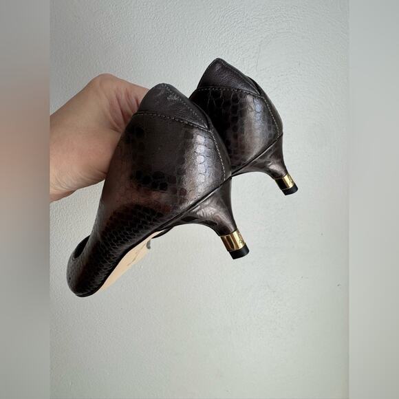 Sam Edelman Dark Brown Metallic Snake Print Heels - Picture 5 of 9